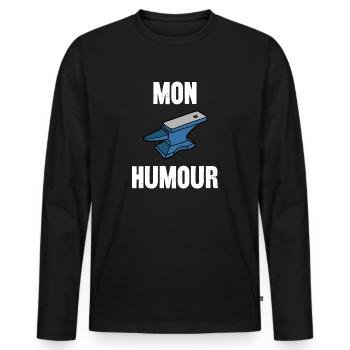 mon humour - T-shirt manches longues Premium bio Homme - noir - Devant - Nico (187cm)