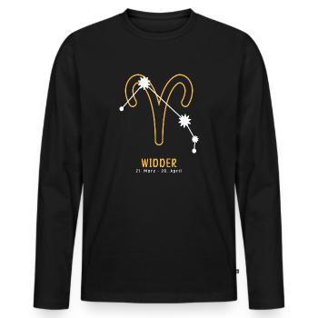 Sternzeichen Illustration Widder - Männer Premium Bio Langarmshirt - Schwarz - Vorne - Nico (187cm)