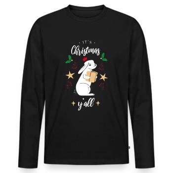 Its Christmas yall - Weihnachtsdesign - Männer Premium Bio Langarmshirt - Schwarz - Vorne - Nico (187cm)