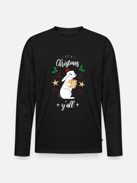 Its Christmas yall - Weihnachtsdesign - Männer Premium Bio Langarmshirt - Schwarz