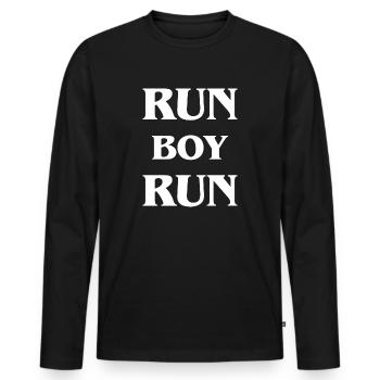 Marathon Running Jogging - Männer Premium Bio Langarmshirt - Schwarz - Vorne - Nico (187cm)