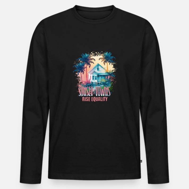 Sunset Sunrise Inclusive Equality Elevation - Männer Premium Bio Langarmshirt - Schwarz