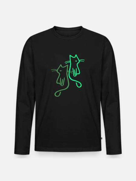 Cats Cat Retro Gift - Men's Premium Organic Long Sleeve Shirt - black