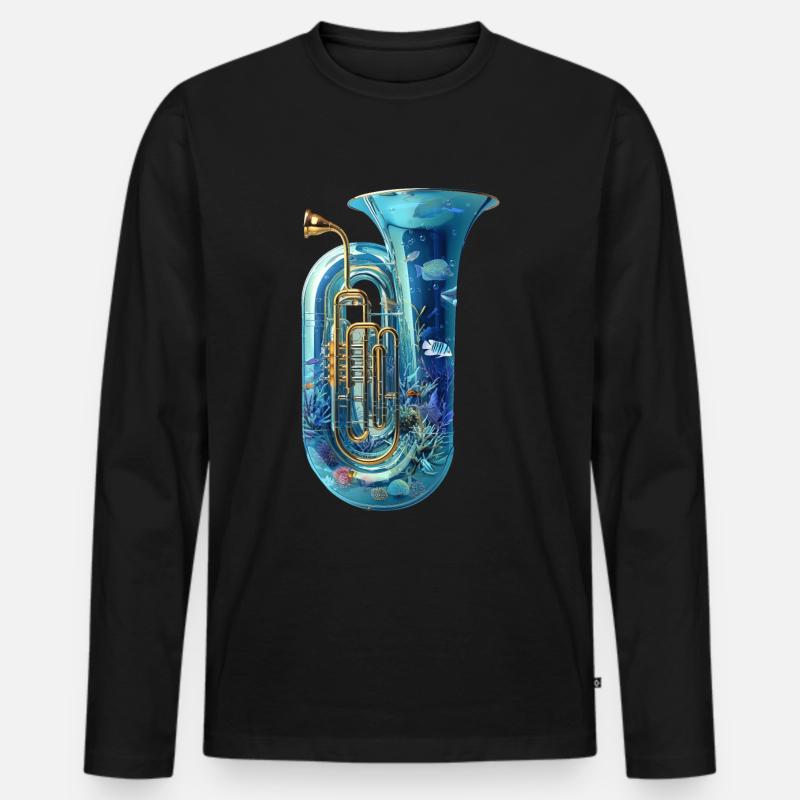 Fisch Tuba - Männer Premium Bio Langarmshirt - Schwarz