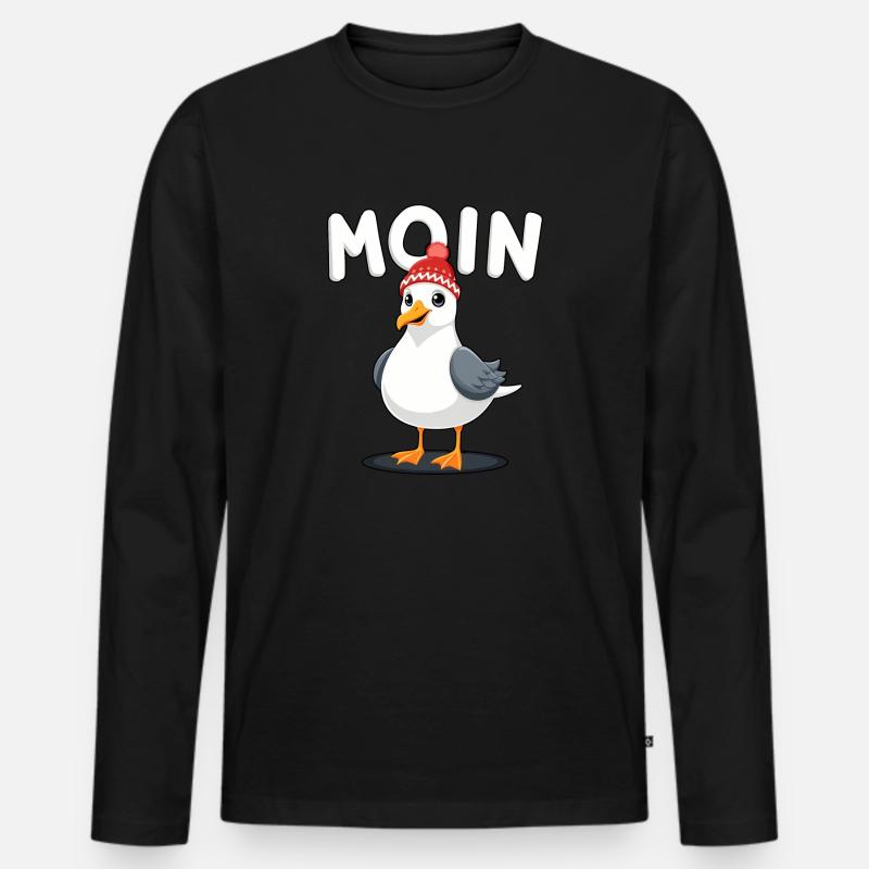 Moin Möwe - Männer Premium Bio Langarmshirt - Schwarz