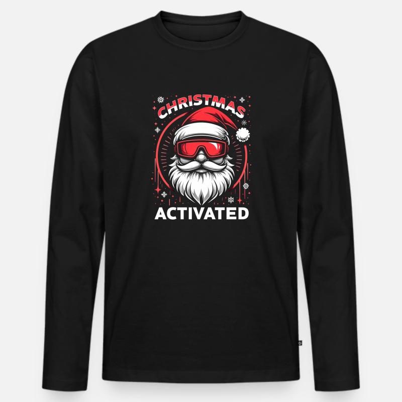 Christmas Mode Activated - Männer Premium Bio Langarmshirt - Schwarz