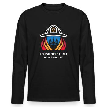 Pompier Pro de Marseille - T-shirt manches longues Premium bio Homme - noir - Devant - Nico (187cm)
