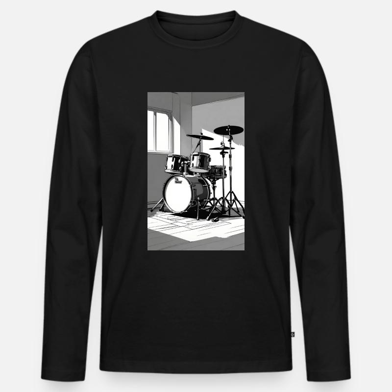 Schlagzeug - Männer Premium Bio Langarmshirt - Schwarz