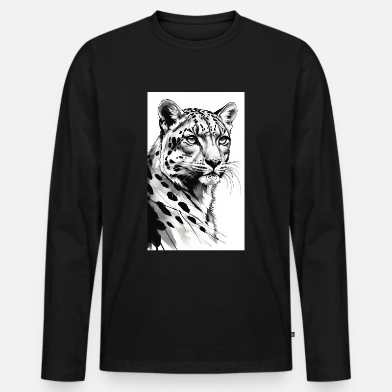 Schneeleopard | Leopard | Raubtier - Männer Premium Bio Langarmshirt - Schwarz