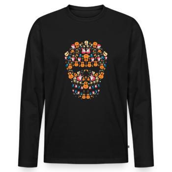 Guitares crâne | Guitariste d'instruments de musique - T-shirt manches longues Premium bio Homme - noir - Devant - Nico (187cm)