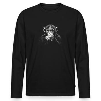 Chimpanzee Portrait Wildlife Wildlife Jungle - Men's Premium Organic Long Sleeve Shirt - black - Front - Nico (187cm)