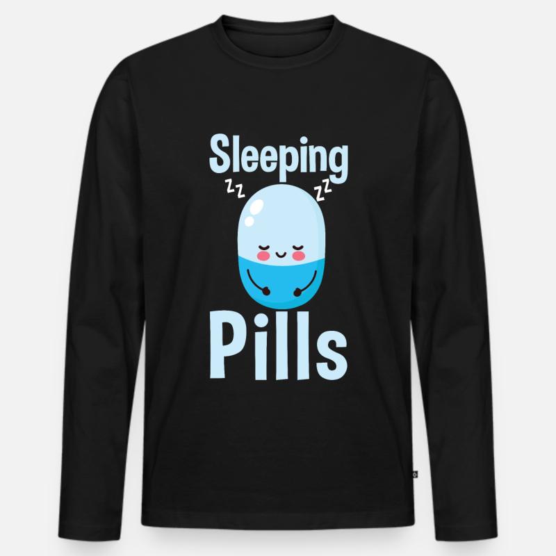 Schlaftabletten Student - Männer Premium Bio Langarmshirt - Schwarz