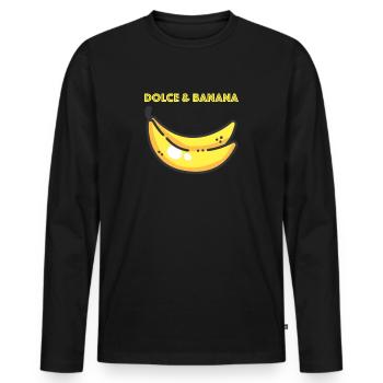 Dolce Banana | Banana, funny sayings - Men's Premium Organic Long Sleeve Shirt - black - Front - Nico (187cm)