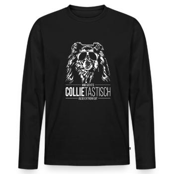 COLLIETASTISCH Langhaar Collie Hundespruch Hunde - Männer Premium Bio Langarmshirt - Schwarz - Vorne - Nico (187cm)