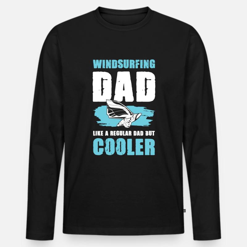 windsurf papa - Männer Premium Bio Langarmshirt - Schwarz
