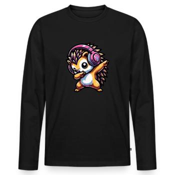 Dabbing Igel - Männer Premium Bio Langarmshirt - Schwarz - Vorne - Nico (187cm)