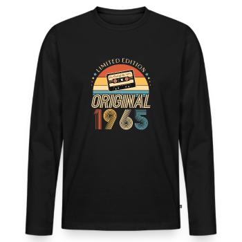 60th Birthday Original 1965 60 Years Old Gift - Men's Premium Organic Long Sleeve Shirt - black - Front - Nico (187cm)