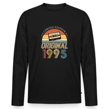 Anniversaire 30 Ans Original 1995 Cadeau Fête - T-shirt manches longues Premium bio Homme - noir - Devant - Nico (187cm)