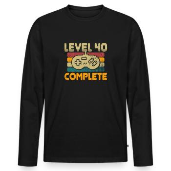 Niveau 40 Complete 40 Anniversaire Cadeau - T-shirt manches longues Premium bio Homme - noir - Devant - Nico (187cm)