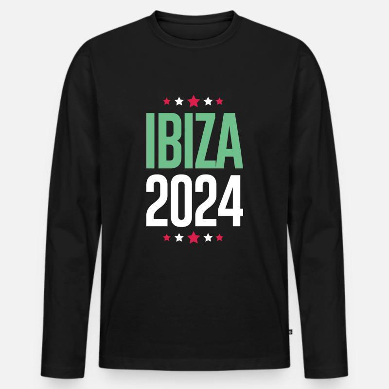 Ibiza 2024 Urlaub - Männer Premium Bio Langarmshirt - Schwarz