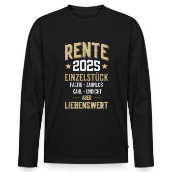 RENTNER RENTE 2025 - Männer Premium Bio Langarmshirt - Schwarz - Vorne - Nico (187cm)