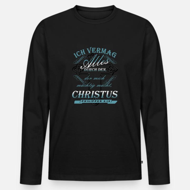 Philipper 4,13 - Männer Premium Bio Langarmshirt - Schwarz