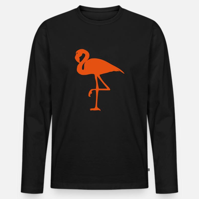 Flamingo - Männer Premium Bio Langarmshirt - Schwarz
