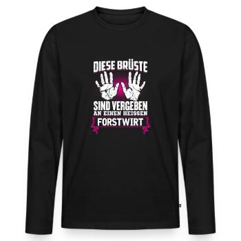 FORSTWIRT - Brüste - Männer Premium Bio Langarmshirt - Schwarz - Vorne - Nico (187cm)