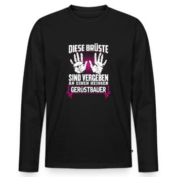 GERÜSTBAUER - Brüste - Männer Premium Bio Langarmshirt - Schwarz - Vorne - Nico (187cm)