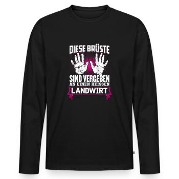 LANDWIRT - Brüste - Männer Premium Bio Langarmshirt - Schwarz - Vorne - Nico (187cm)