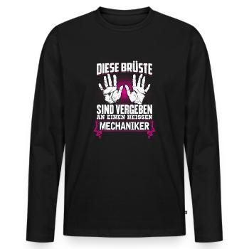 MECHANIKER - Brüste - Männer Premium Bio Langarmshirt - Schwarz - Vorne - Nico (187cm)