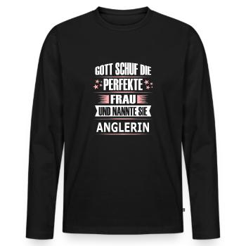 ANGLERIN - Männer Premium Bio Langarmshirt - Schwarz - Vorne - Nico (187cm)