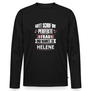 HELENE - Männer Premium Bio Langarmshirt - Schwarz - Vorne - Nico (187cm)