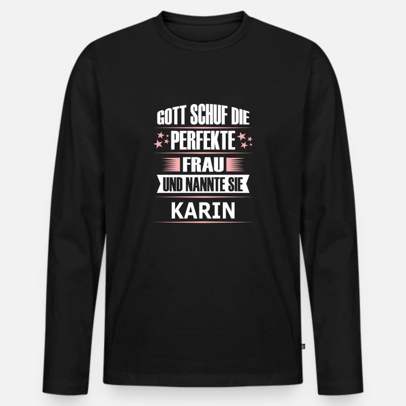 KARIN - Männer Premium Bio Langarmshirt - Schwarz