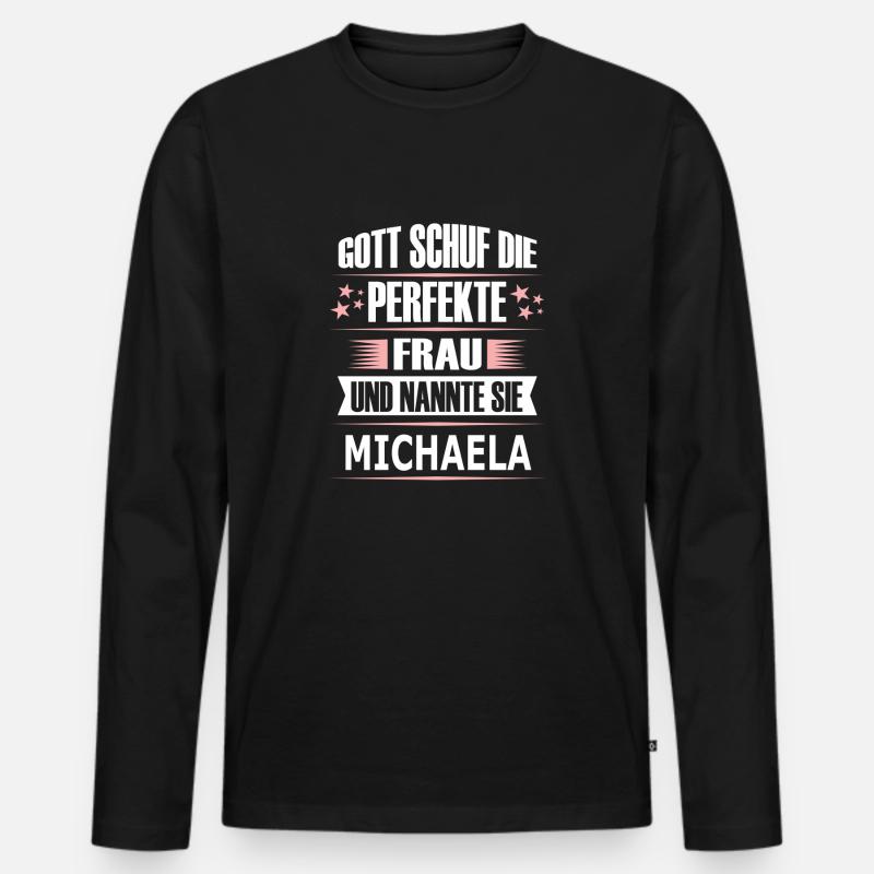 MICHAELA - Männer Premium Bio Langarmshirt - Schwarz