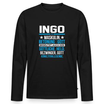 INGO - Titan - Männer Premium Bio Langarmshirt - Schwarz - Vorne - Nico (187cm)