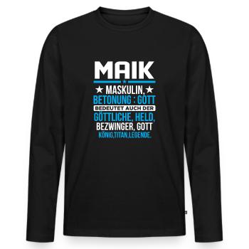 MAIK - Titan - Männer Premium Bio Langarmshirt - Schwarz - Vorne - Nico (187cm)