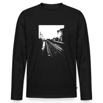 U-Bahn - Männer Premium Bio Langarmshirt - Schwarz - Vorne - Nico (187cm)