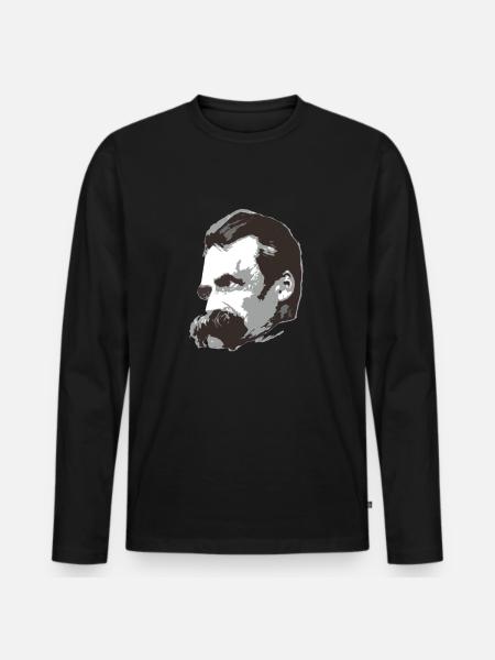 Nietzsche (3farbig) - Männer Premium Bio Langarmshirt - Schwarz