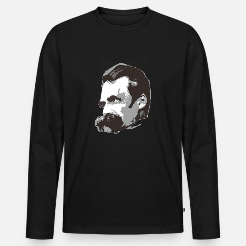 Nietzsche (3farbig) - Männer Premium Bio Langarmshirt - Schwarz