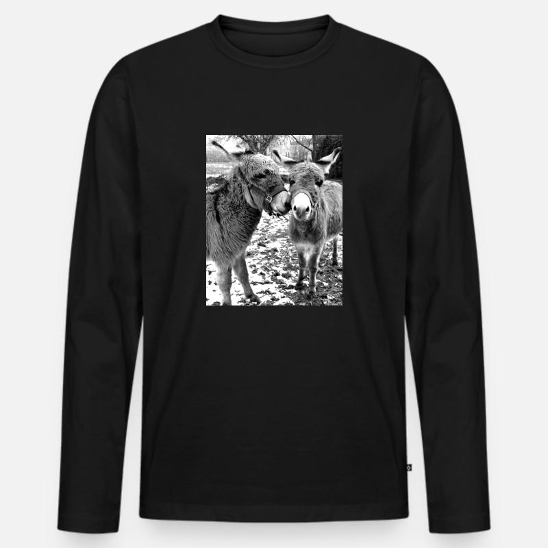 Zwei Esel - Männer Premium Bio Langarmshirt - Schwarz