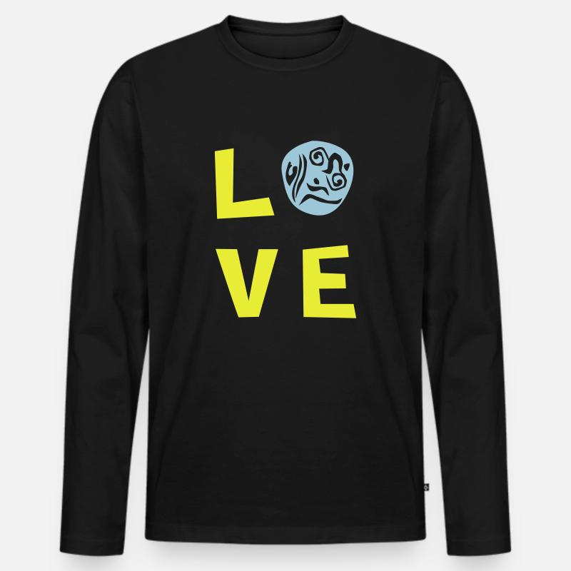 LOVE TRI 2c - Männer Premium Bio Langarmshirt - Schwarz