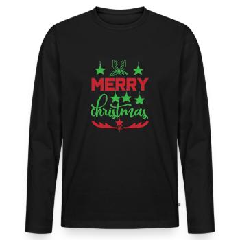 xmas x-mas Noël - T-shirt manches longues Premium bio Homme - noir - Devant - Nico (187cm)