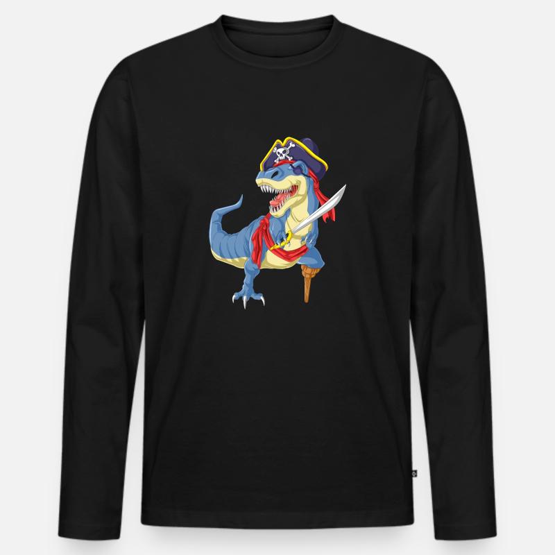 Piratendinosaurier - Männer Premium Bio Langarmshirt - Schwarz