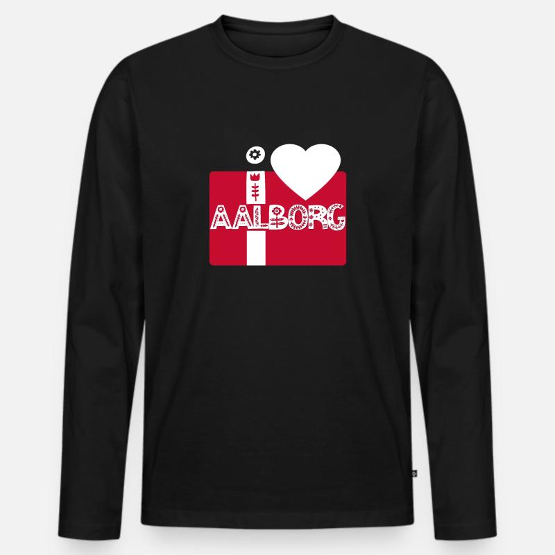 Aalborg - Männer Premium Bio Langarmshirt - Schwarz