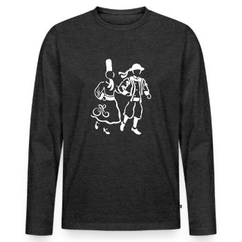 breizh - Men's Premium Organic Long Sleeve Shirt - heather anthracite - Front - Nico (187cm)