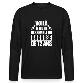 bogosse de 72 ans / cadeau anniversaire 72 ans - T-shirt manches longues Premium bio Homme - noir - Devant - Nico (187cm)