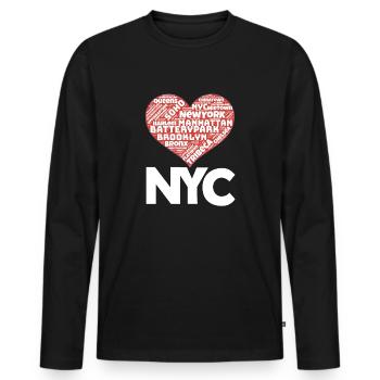 NYC - T-shirt manches longues Premium bio Homme - noir - Devant - Nico (187cm)