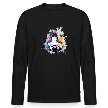 Gamer's Aquarell mit Gamepad - Männer Premium Bio Langarmshirt - Schwarz - Vorne - Nico (187cm)