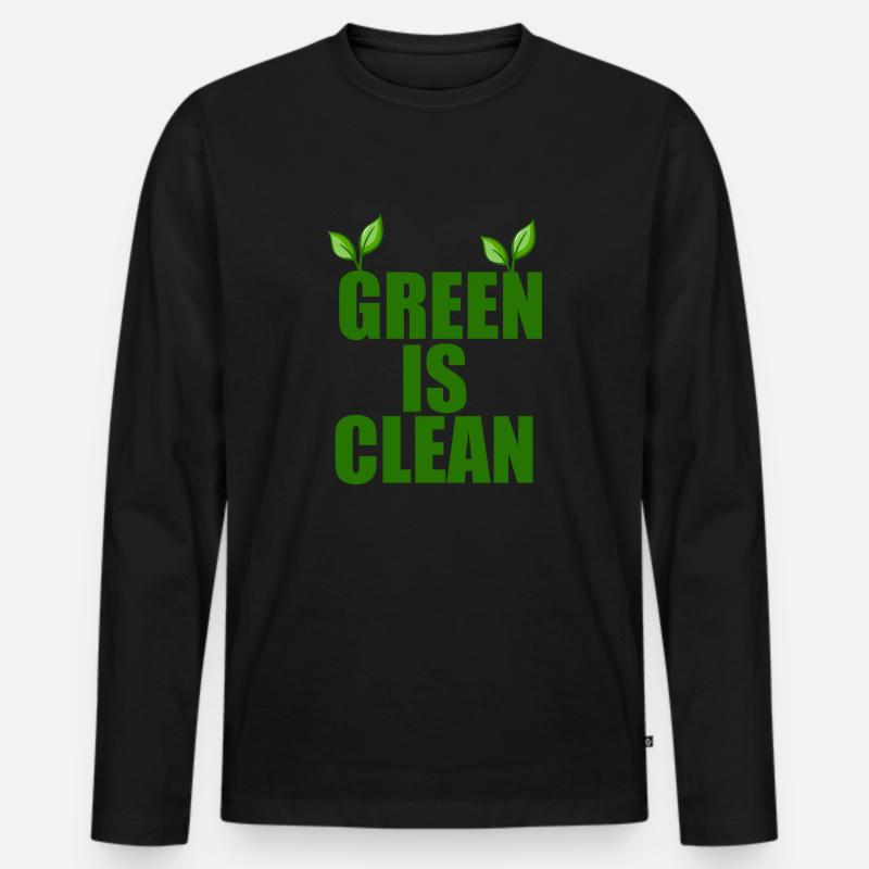 Nature - Männer Premium Bio Langarmshirt - Schwarz